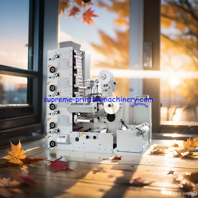 RY420L LABEL FLEXO PRINTING MACHINE 1 UV 2 DIE CUTTING LAMINATING CORONA TREATMENT COLD STAMPING LABEL ADHESIVE PAPER
