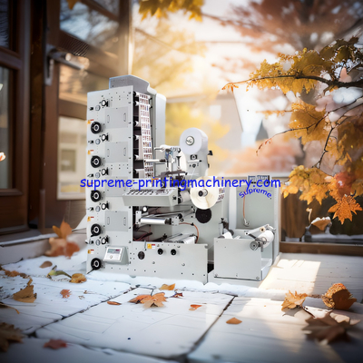 RY420L LABEL FLEXO PRINTING MACHINE 1 UV 2 DIE CUTTING LAMINATING CORONA TREATMENT COLD STAMPING LABEL ADHESIVE PAPER
