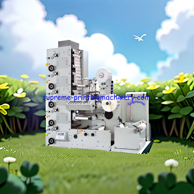 RY-4502L COLOR AUTOMATIC LABEL FLEXO PRINTING MACHINE INCLUDE DIE CUTTING UNIT MITSUBISHI TENSION CONTROLLER FOR UNWIND