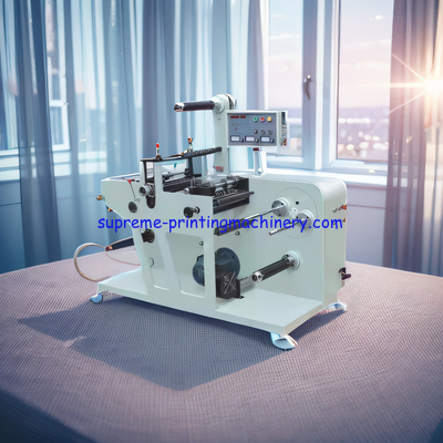 FULL ROTARY BLANK LABEL DIE CUTTING MACHINE WITH SLITTER TURRET REWINDING BLANK ADHESIVE LABEL MATERIAL LAMINATING