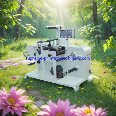 FULL ROTARY BLANK LABEL DIE CUTTING MACHINE WITH SLITTER TURRET REWINDING BLANK ADHESIVE LABEL MATERIAL LAMINATING