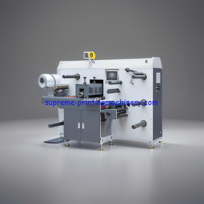 320MM MAX MATERIAL FEEDING WIDTH - SEMI ROTARY LABEL AND SLITTING DIE CUTTING MACHINE OPTIONAL TURRET REWINDING 2 SHAFT