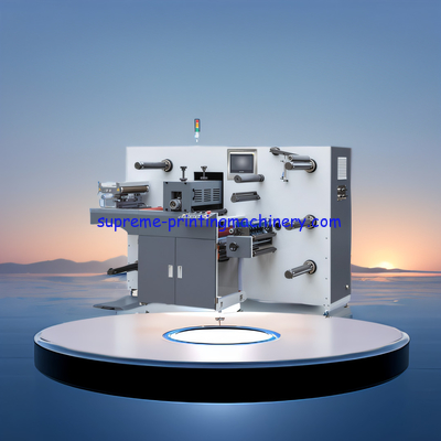 INTERMITTENT SEMI ROTARY LABEL DIE CUTTING WITH TURRET SLITTING AND REWINDING MACHINE SNOWBALL WASTE REWIND ECONOMICAL