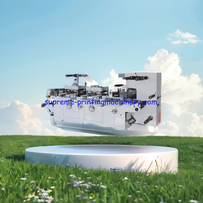300 TIMES/MIN DOUBLE HEAD TWO STATION LABEL HOT FOIL STAMPING FLAT BED DIE CUTTING MACHINERY EMBOSSING GOLDEN SIVER