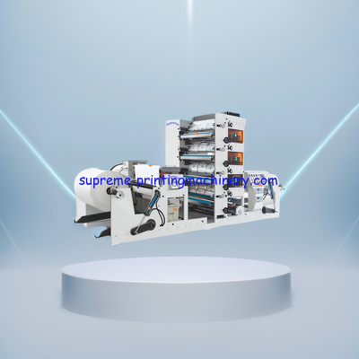4 color 750 850mm flexo printing machine Slitting station surface rewinding 1 knife Air shaft 2 inch 300mm rewinder