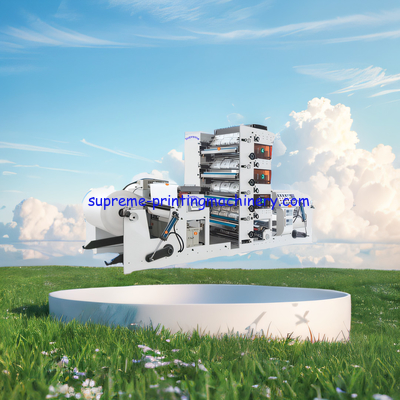 4 color 750 850mm flexo printing machine Slitting station surface rewinding 1 knife Air shaft 2 inch 300mm rewinder