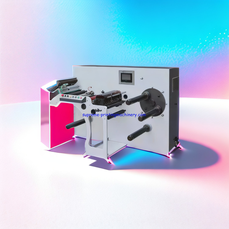 1 YEAR HIGH SPEED LABEL SLITTING MACHINE - SLITTING SPEED 350M/MIN SLITTING NARROW ROLL MATERIAL FULLY SERVO DRIVEN