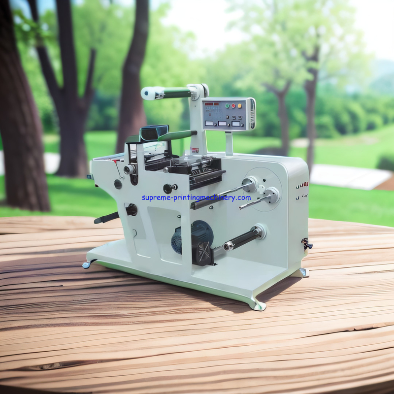 MQ-450Y ROTARY BLANK LABEL DIE CUTING MACHINE WITH SLITTER AIR SHAFT UNWINDING: 6 INCH 1 PC+3 INCH 1 PC REWINDING: 1.5