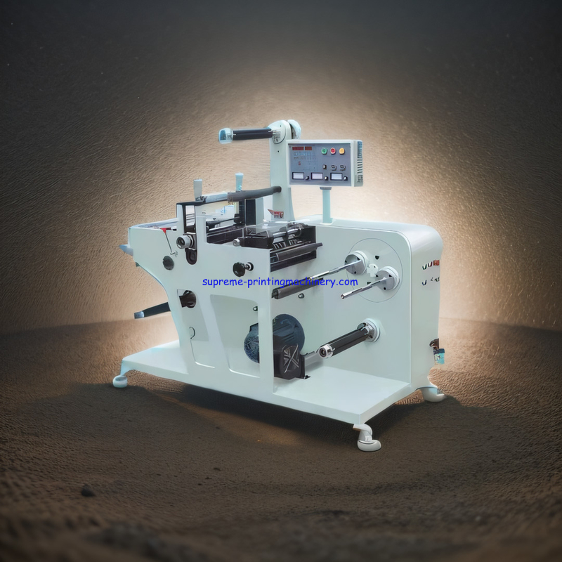 FULL ROTARY BLANK LABEL DIE CUTTING MACHINE WITH SLITTER TURRET REWINDING BLANK ADHESIVE LABEL MATERIAL LAMINATING