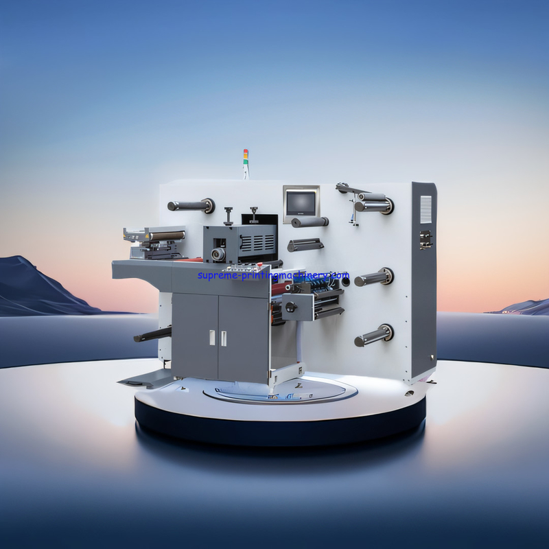 INTERMITTENT SEMI-ROTARY DIE CUTTING MACHINE WITH TURRET SLITTING PRE-PRINTED LABELS NO NEED CHANGED MAGNETIC CYLINDER